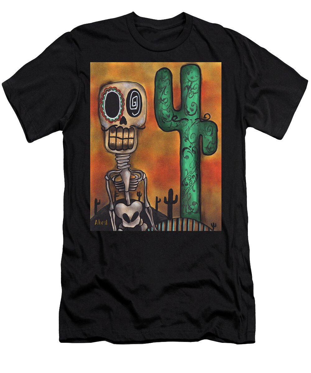 Day Of The Dead T-Shirt featuring the painting Desert by Abril Andrade
