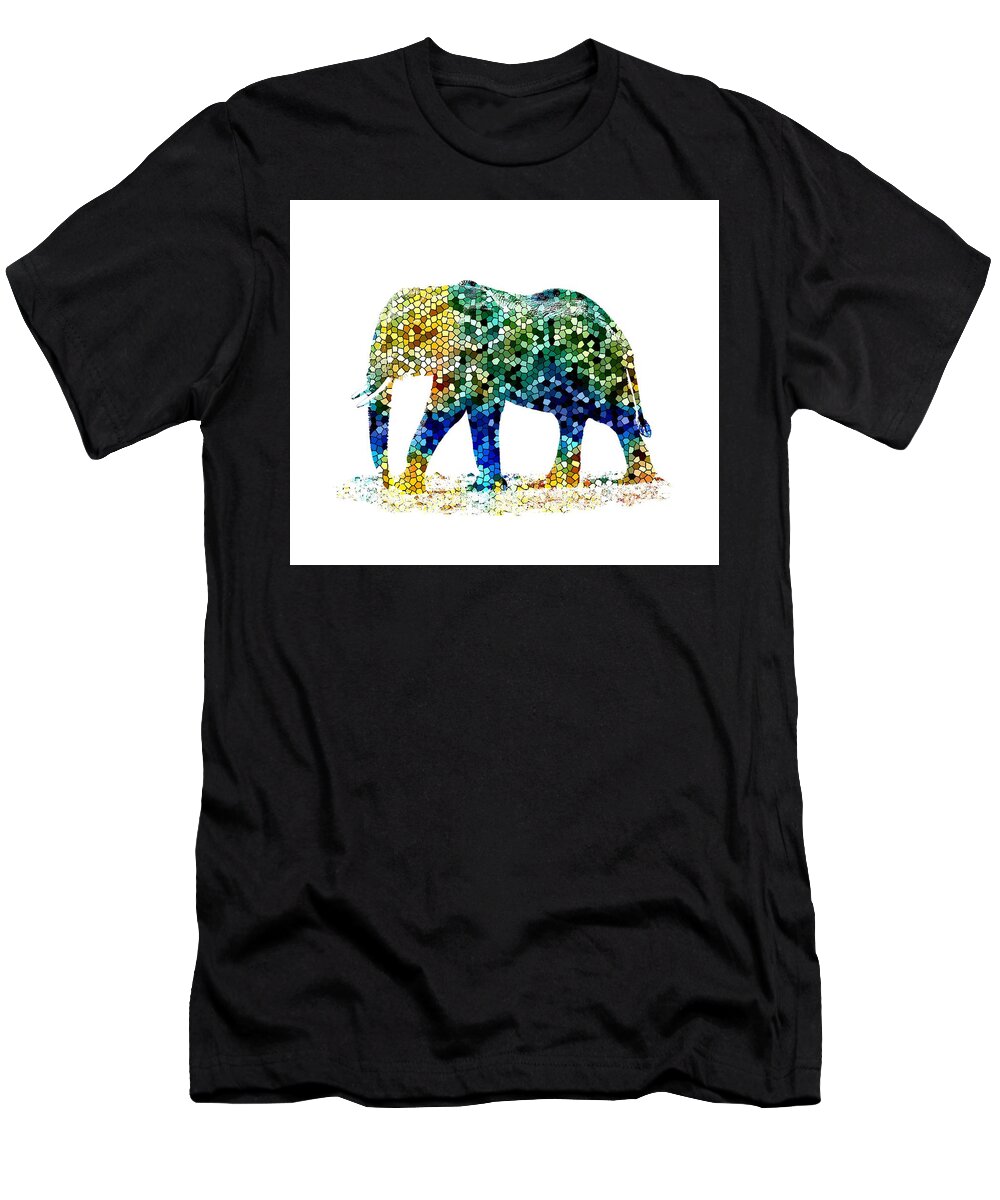 Digital T-Shirt featuring the digital art Design 36 Mosaic Elephant by Lucie Dumas