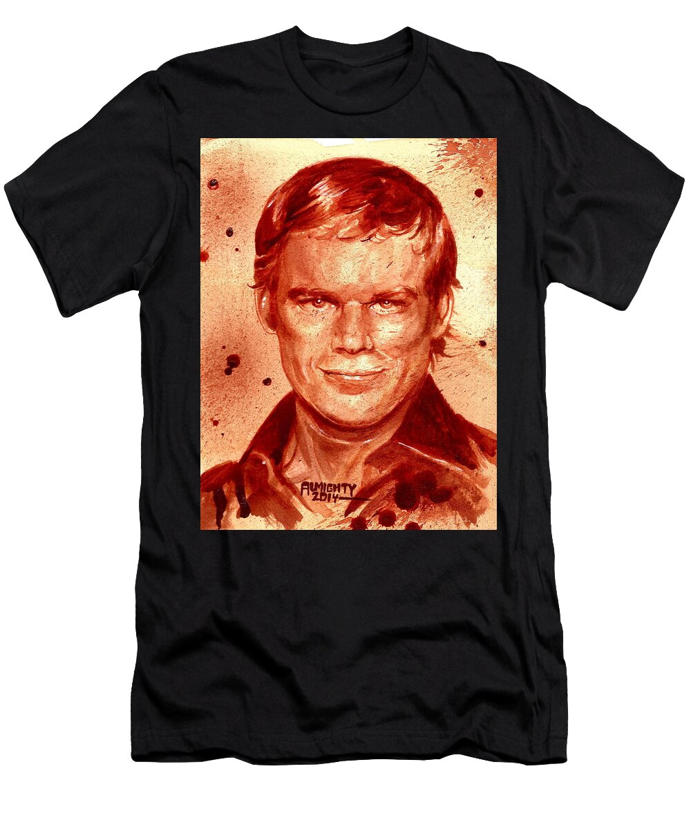Dexter T-Shirt featuring the painting Dexter by Ryan Almighty