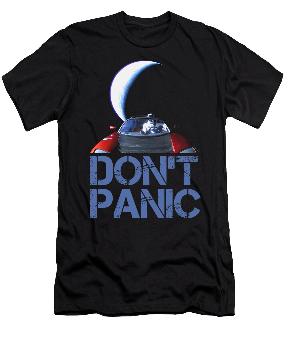 Dont Panic T-Shirt featuring the mixed media Don't Panic Starman by Megan Miller