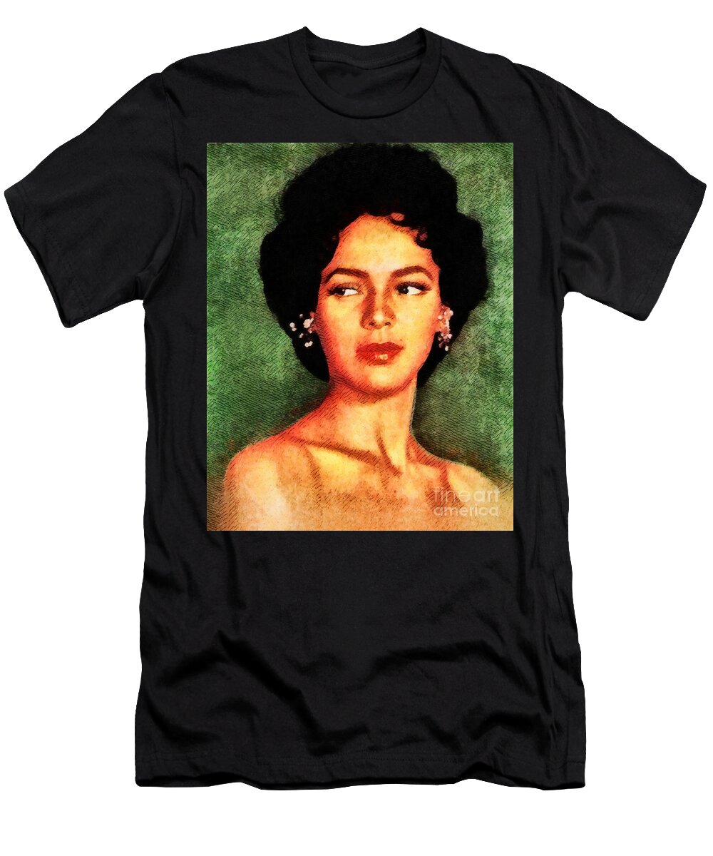 Hollywood T-Shirt featuring the painting Dorothy Dandridge, Vintage Hollywood Legend by Esoterica Art Agency