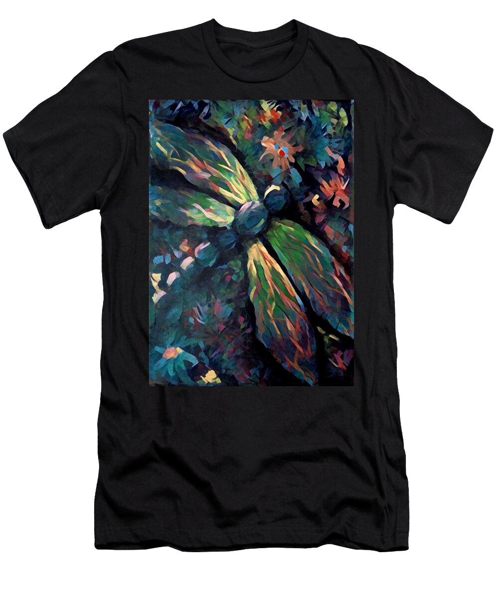 Dragonflies T-Shirt featuring the painting Dragonfly series 4 by Megan Walsh