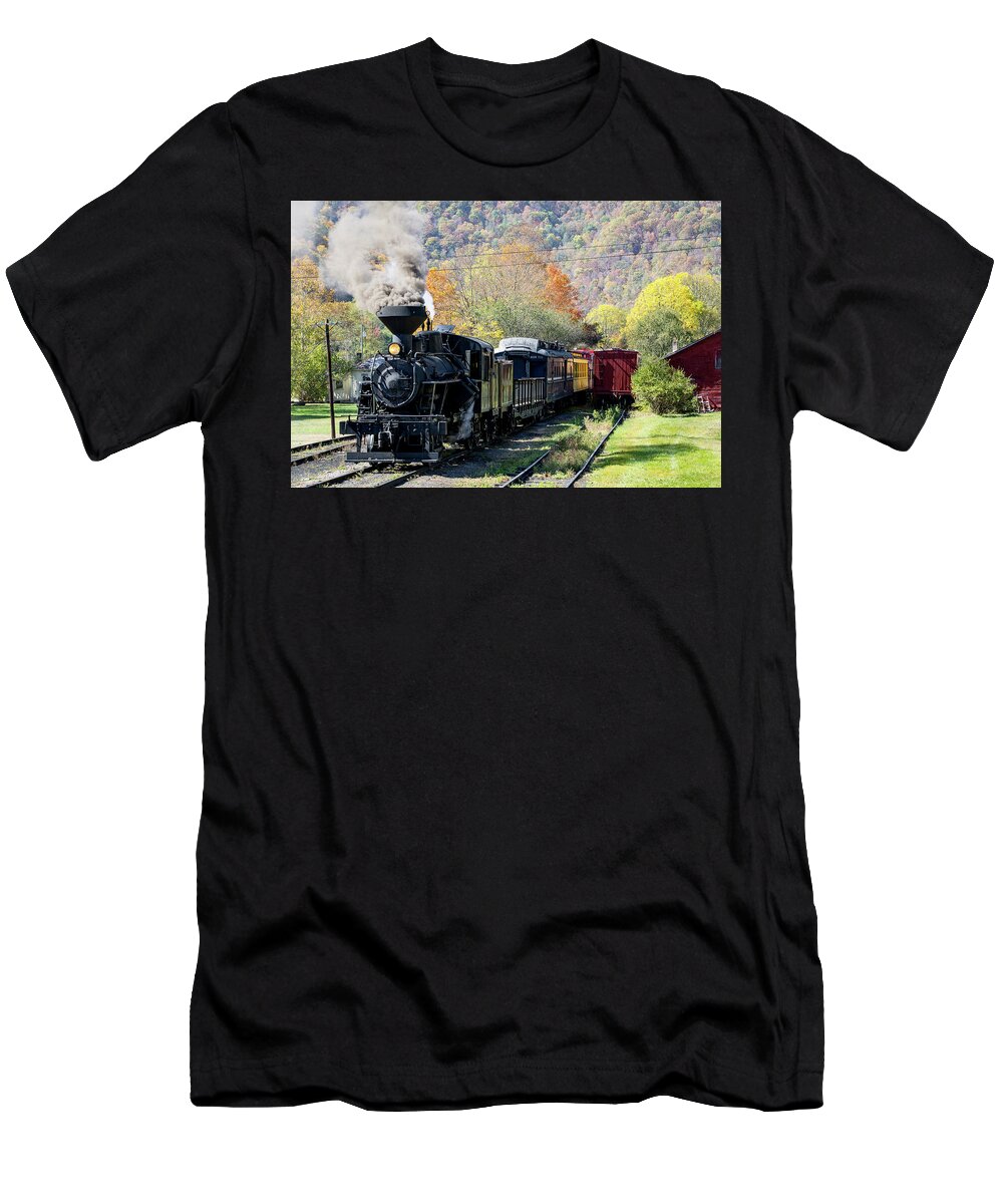 Photosbymch T-Shirt featuring the photograph Durbin Rocket with Fall Leaves by M C Hood