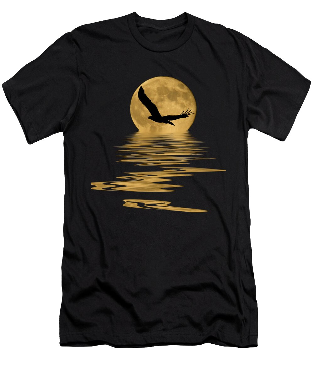 Bald Eagle T-Shirt featuring the mixed media Eagle in the Moonlight by Shane Bechler