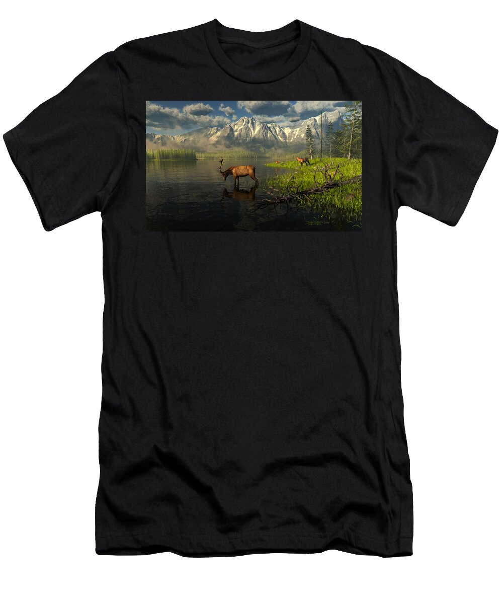 Dieter Carlton T-Shirt featuring the digital art Echoes of a Lost Frontier by Dieter Carlton
