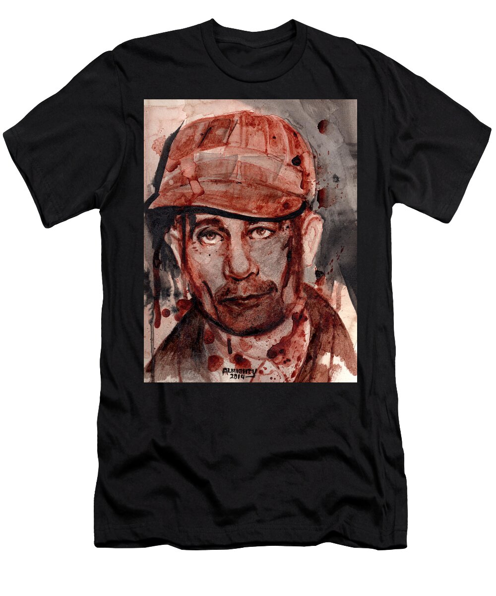 Ed Gein T-Shirt featuring the painting Ed Gein by Ryan Almighty