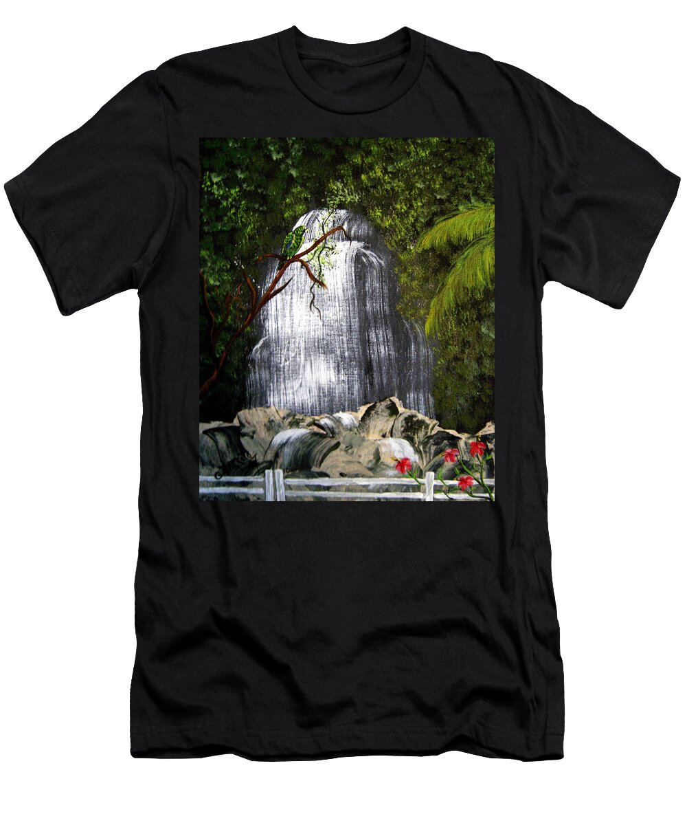 Puerto Rico Rain Forest T-Shirt featuring the painting El Yunque by Gloria E Barreto-Rodriguez