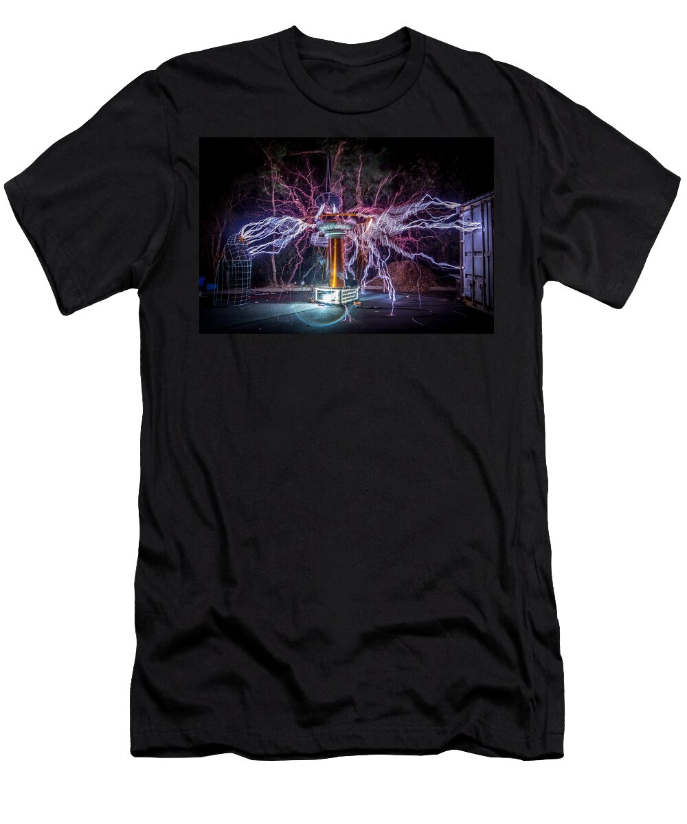 Tesla Coil T-Shirt featuring the photograph Electric Spider by Robert Caddy