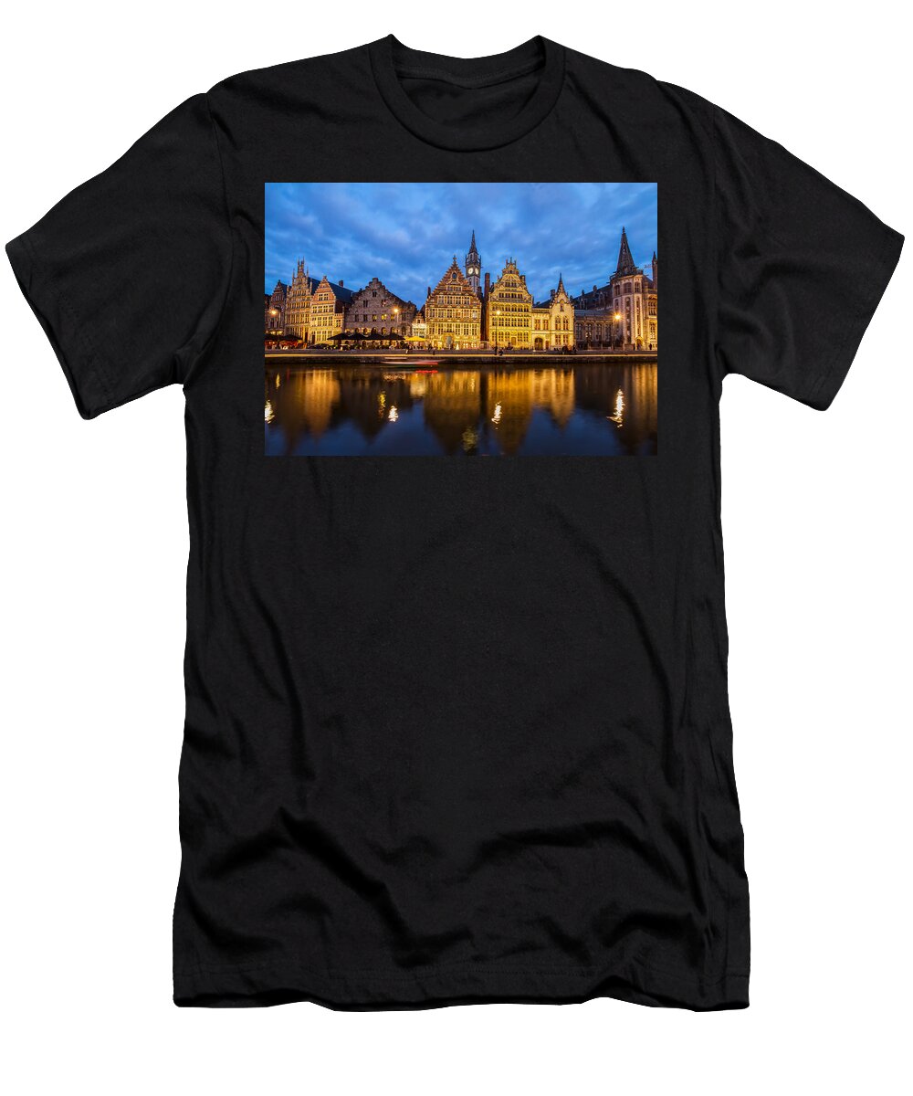 Belgium T-Shirt featuring the photograph Embankment of Ghent by Anastasy Yarmolovich