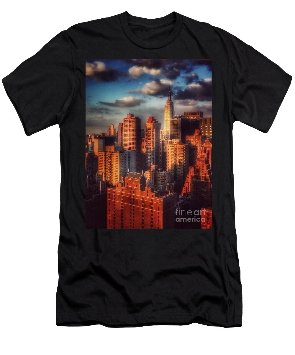 Manhattan T-Shirt featuring the photograph Empire State in Gold by Miriam Danar