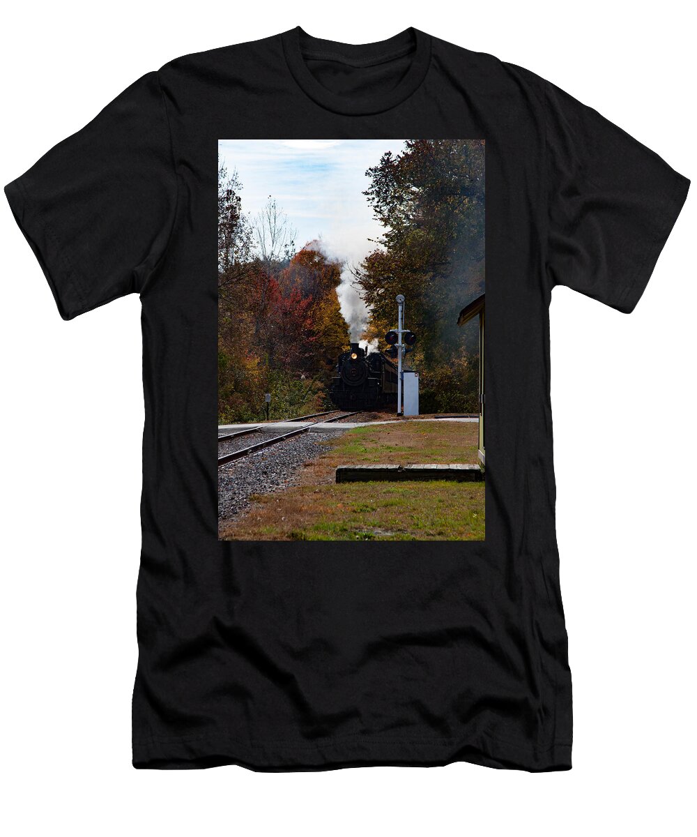 #jefffolger T-Shirt featuring the photograph Essex steam train coming into fall colors by Jeff Folger
