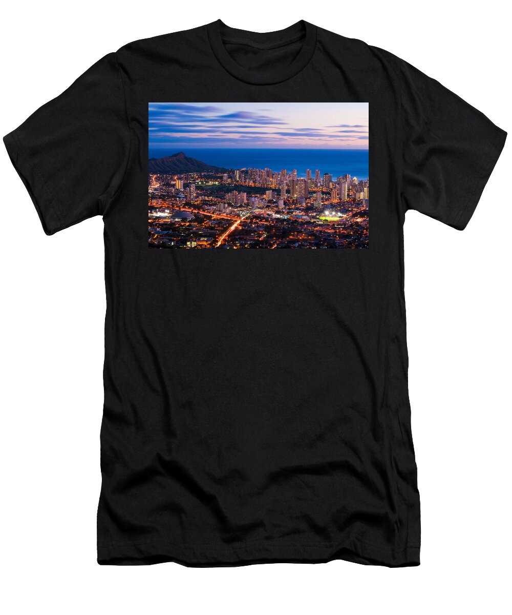 Honolulu T-Shirt featuring the photograph Evening in Honolulu by Jason Chu