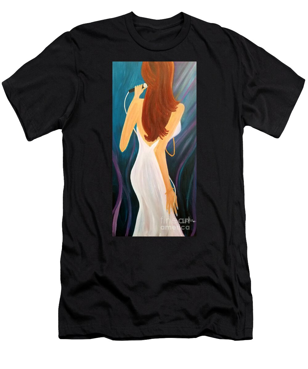 Sing T-Shirt featuring the painting Everybody's Got A Song To Sing by Artist Linda Marie