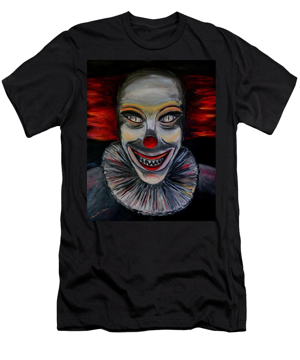 Halloween T-Shirt featuring the painting Evil Clown by Daniel W Green