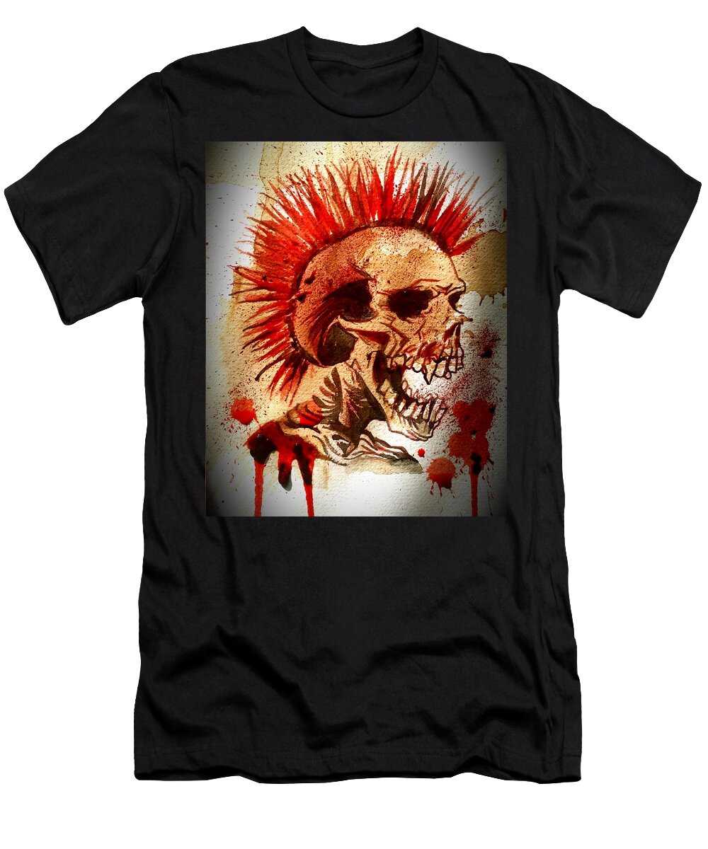  T-Shirt featuring the painting Exploited Skull by Ryan Almighty