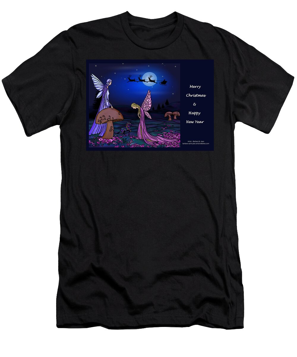 Fairy Christmas T-Shirt featuring the digital art Fairy Christmas Card by Barbara St Jean