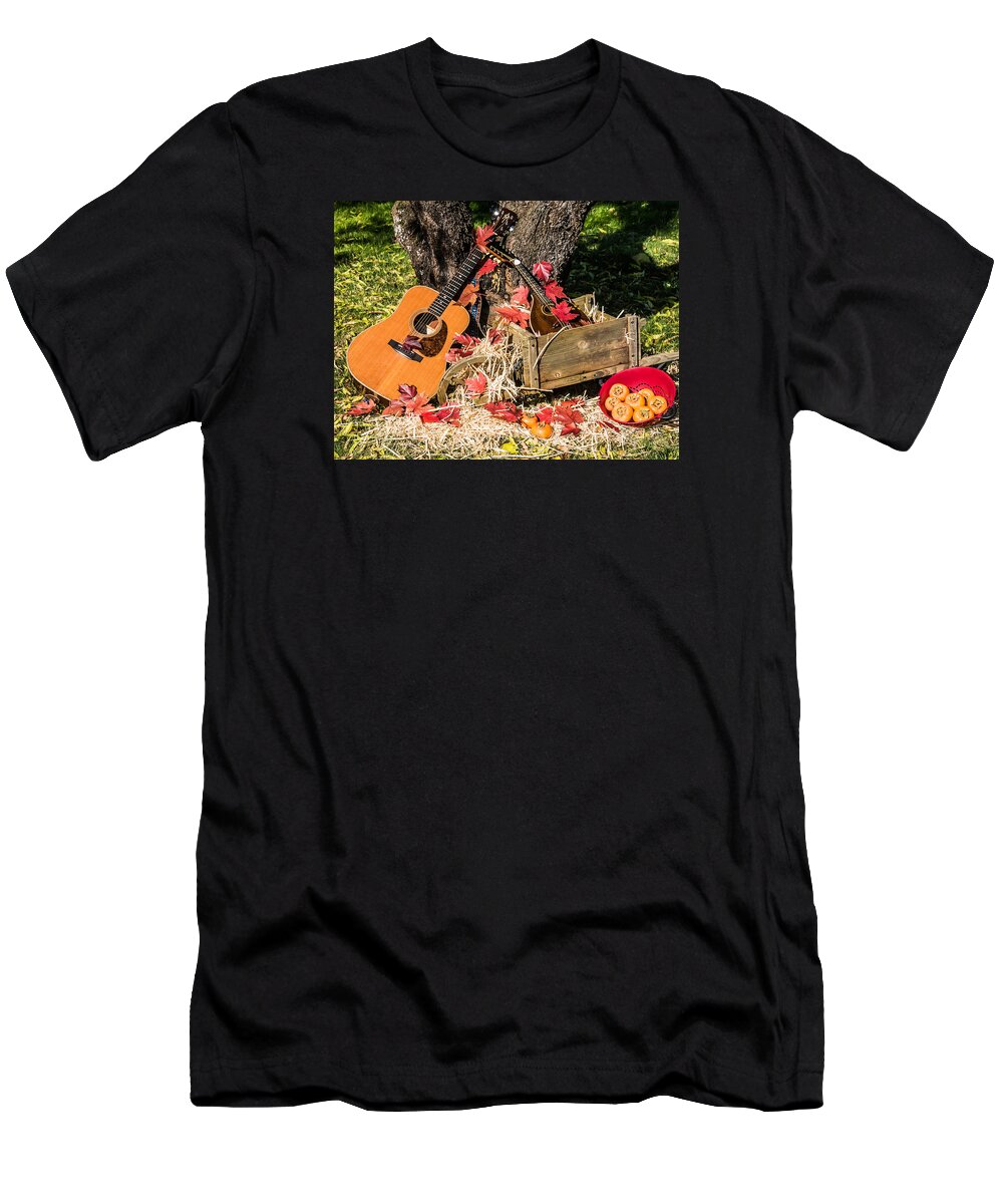 Fall T-Shirt featuring the photograph Fall Music and Persimmons by Mick Anderson