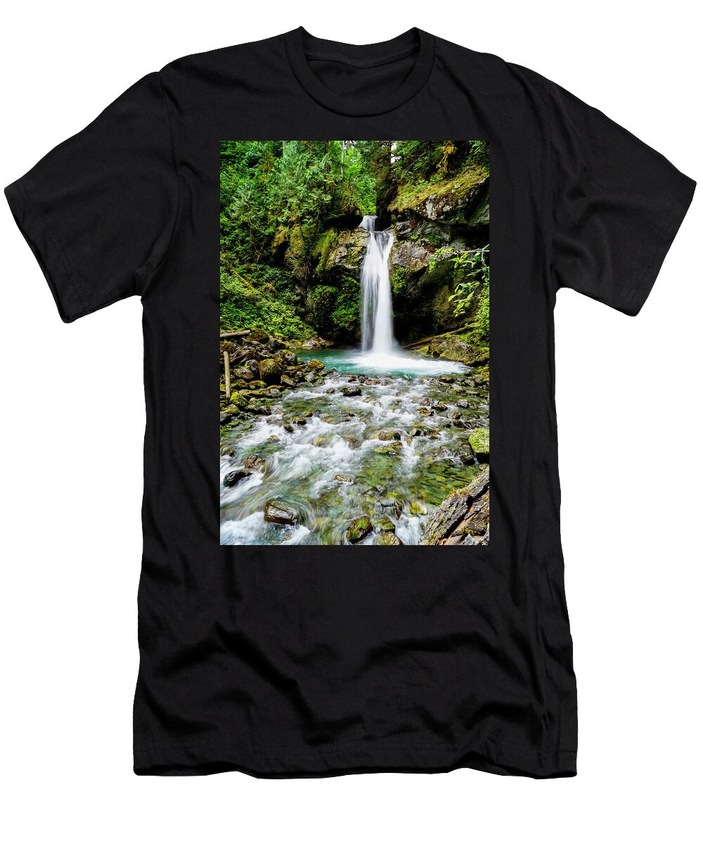 Waterfall T-Shirt featuring the photograph Falls Creek Hide-a-way by Tim Dussault