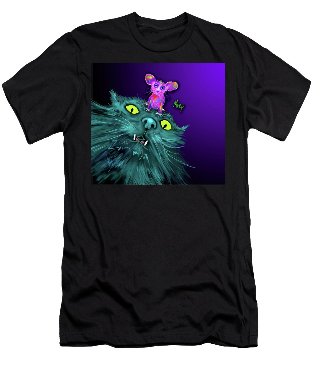 Dizzycats T-Shirt featuring the painting Fang and Meep by DC Langer
