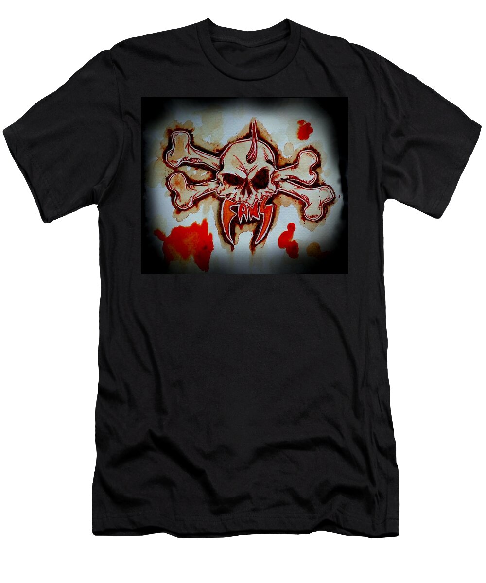  T-Shirt featuring the painting Fang Logo by Ryan Almighty