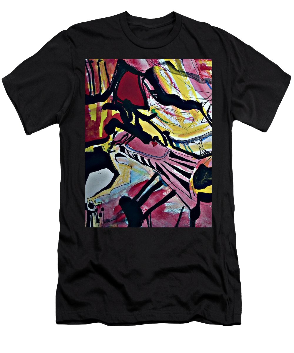 Katerina Stamatelos Art T-Shirt featuring the painting Femme-Fatale-16 by Katerina Stamatelos