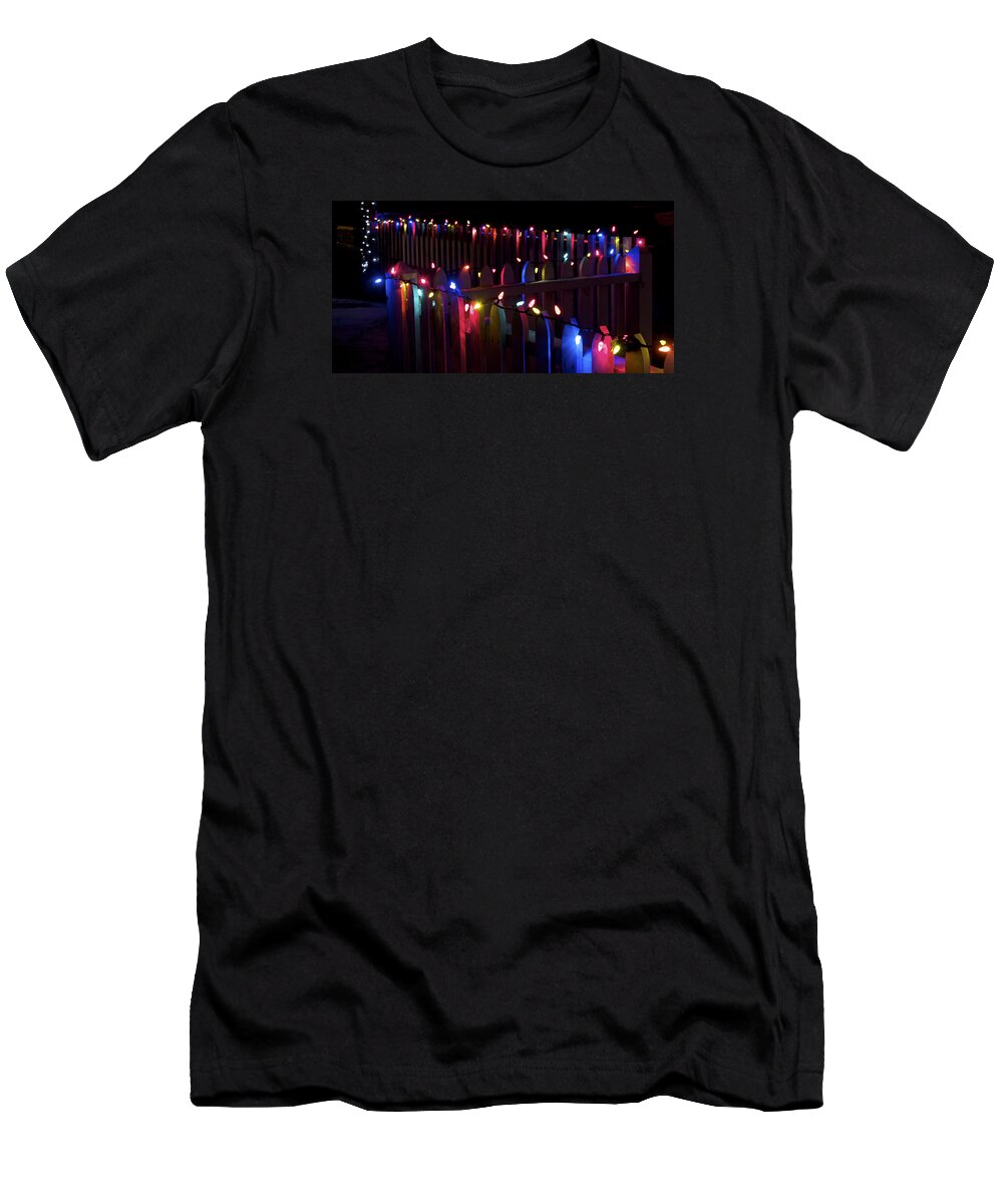 Alight At Night T-Shirt featuring the photograph Fences and Lights by David Hook
