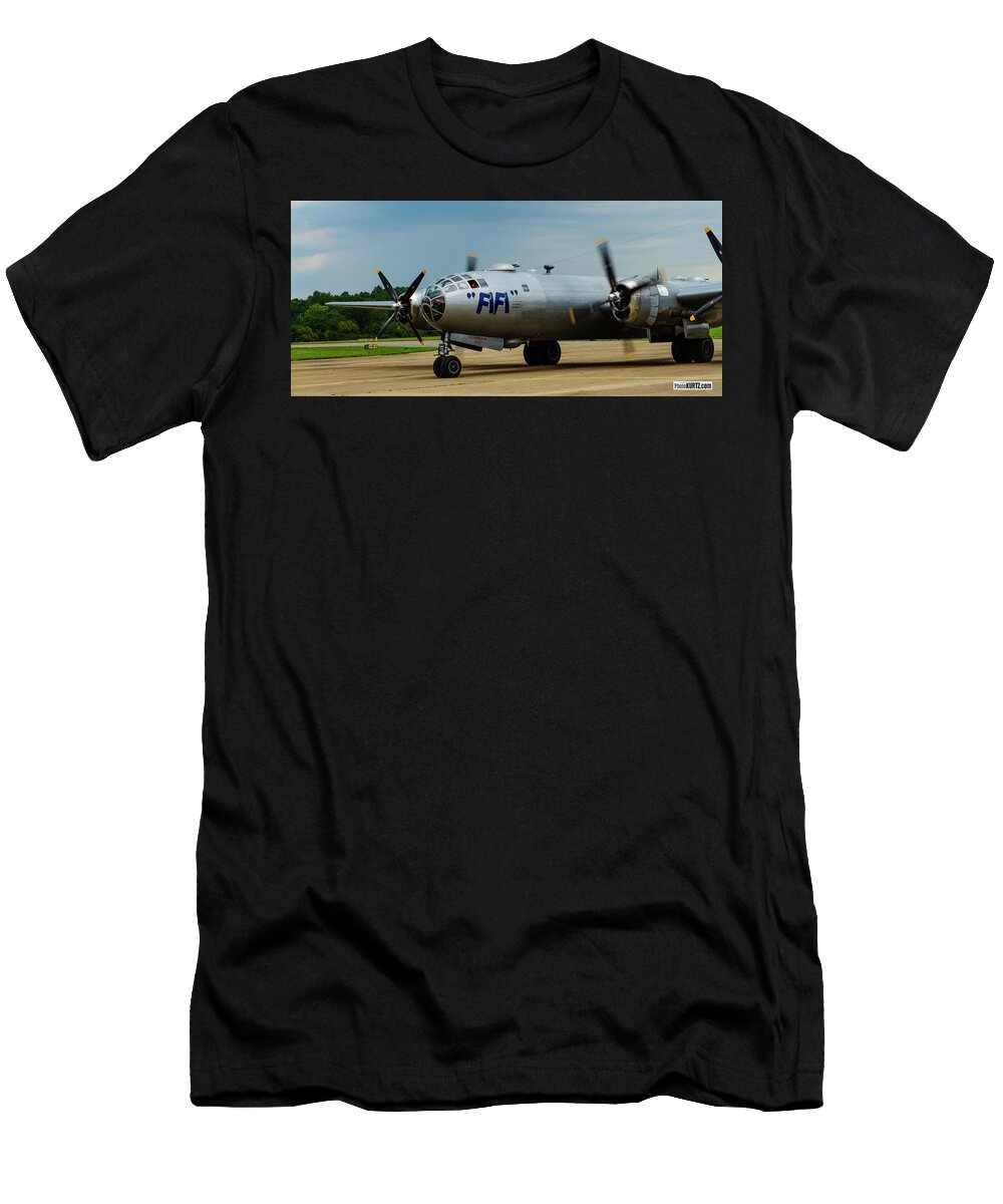 Fifi. B-29 Superfortress T-Shirt featuring the photograph Fifi arrives in Marion IL by Jeff Kurtz
