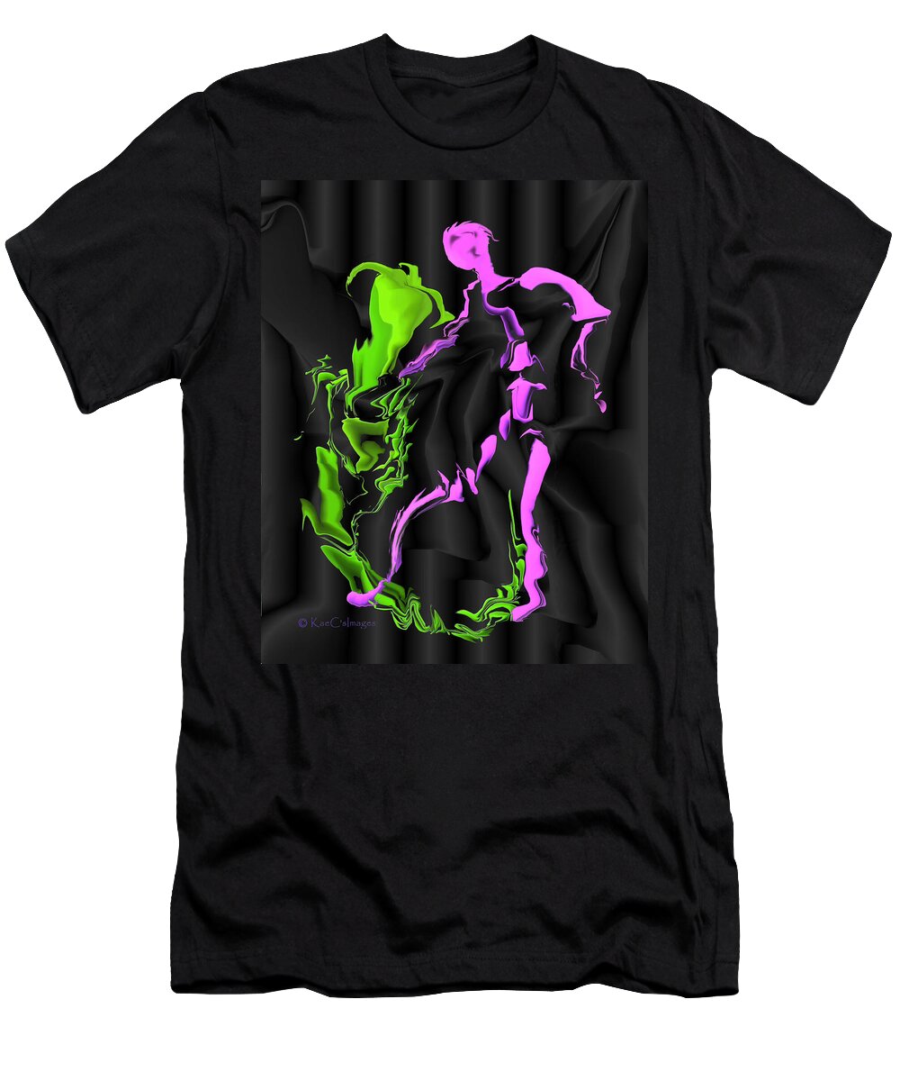 Digital Painting. Digital Abstract T-Shirt featuring the digital art Fighting the Demon by Kae Cheatham