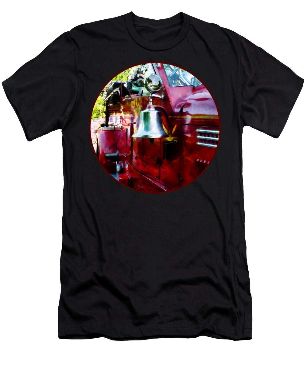 Firefighters T-Shirt featuring the photograph Fireman - Bell on Fire Engine by Susan Savad