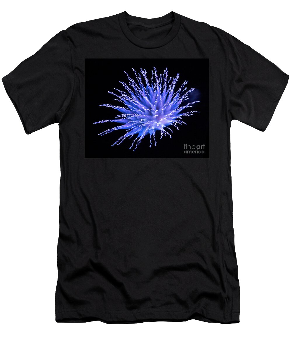 Array T-Shirt featuring the photograph Fireworks in Ultra Blue by Martin Konopacki