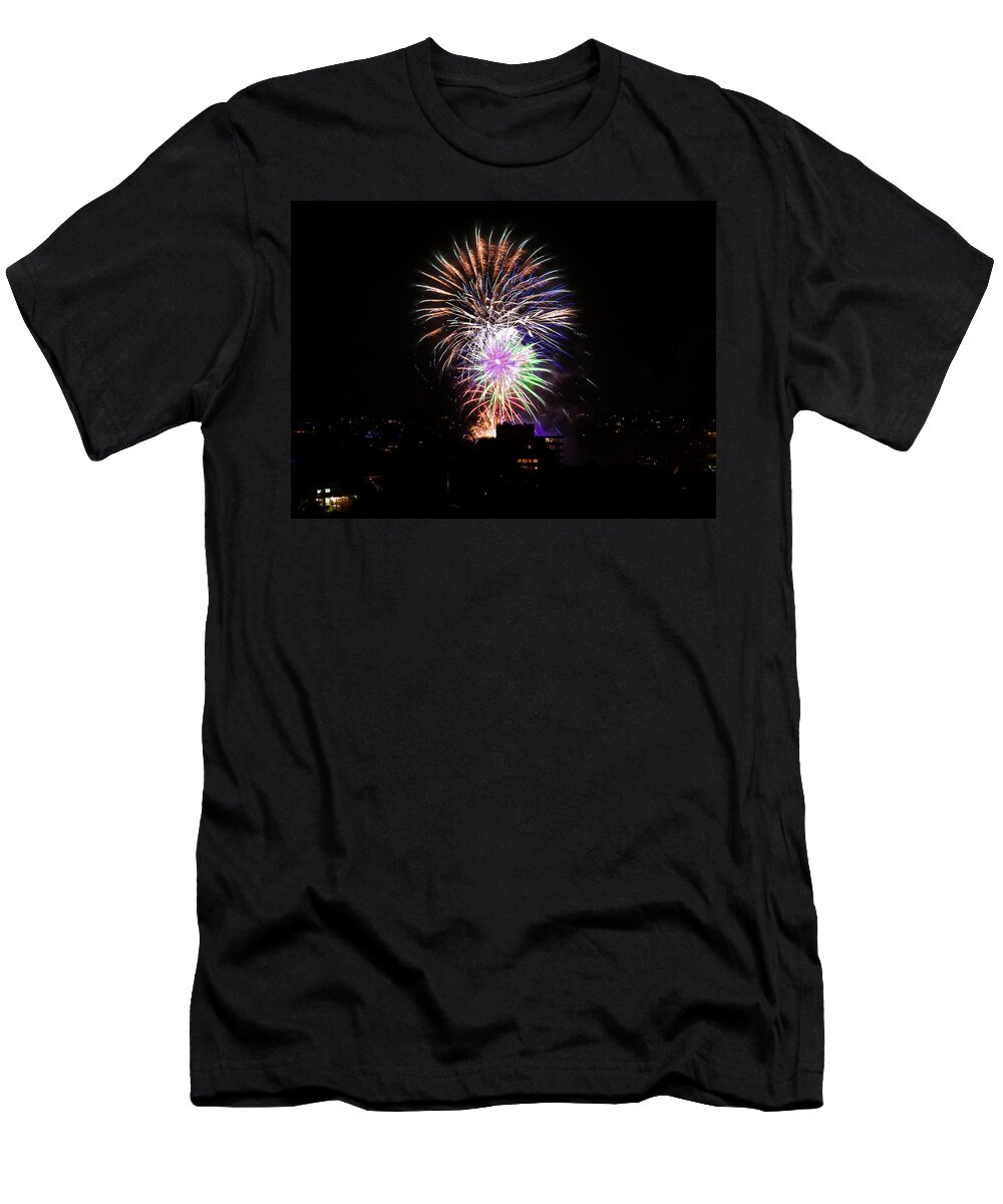 Fireworks T-Shirt featuring the photograph Fireworks In Manly by Miroslava Jurcik