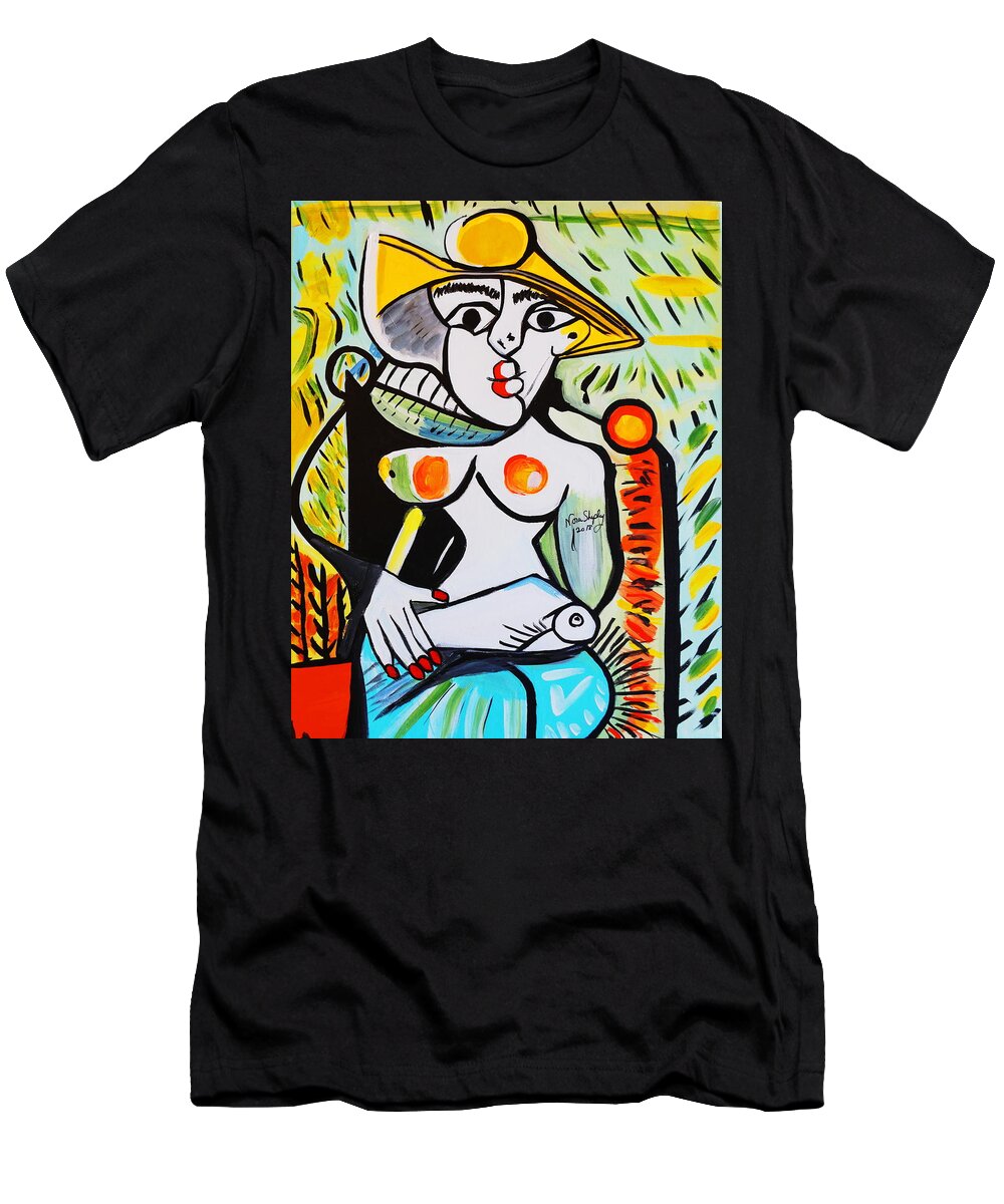 Fish Girl T-Shirt featuring the painting Fish Girl by Nora Shepley