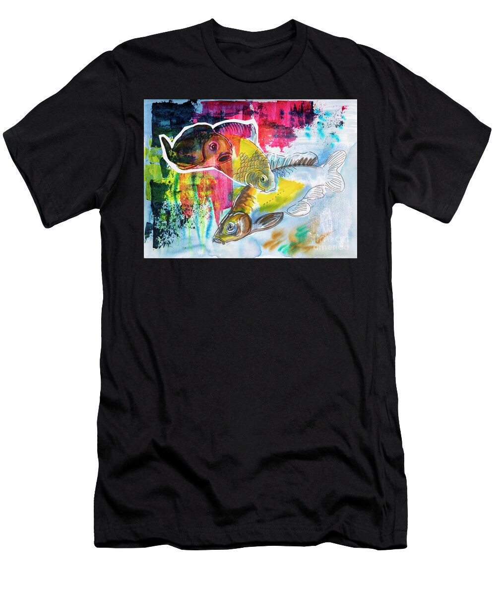 Fishes T-Shirt featuring the painting Fishes in water, original painting by Ariadna De Raadt