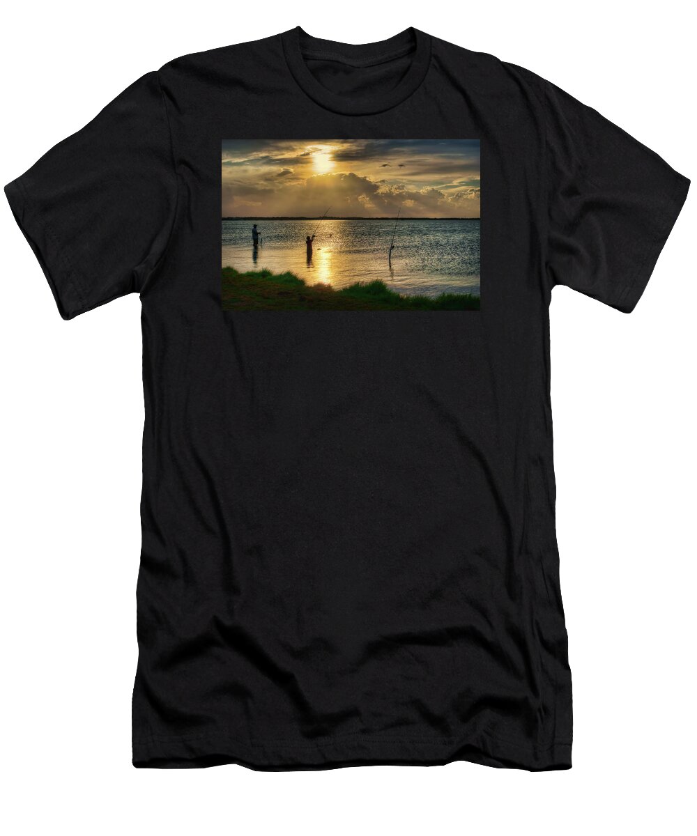 Fishing T-Shirt featuring the photograph Fishing with Dad by Nikolyn McDonald