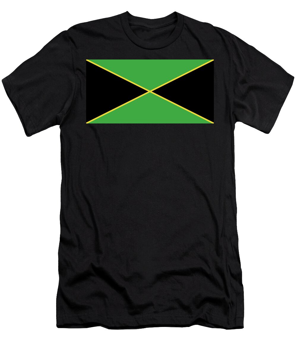 Caribbean T-Shirt featuring the digital art Flag of Jamaica by Roy Pedersen