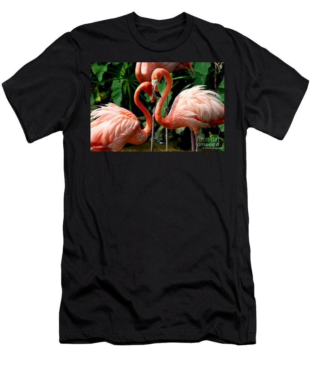 Pink Flamingo T-Shirt featuring the photograph Flamingo Heart by Barbara Bowen