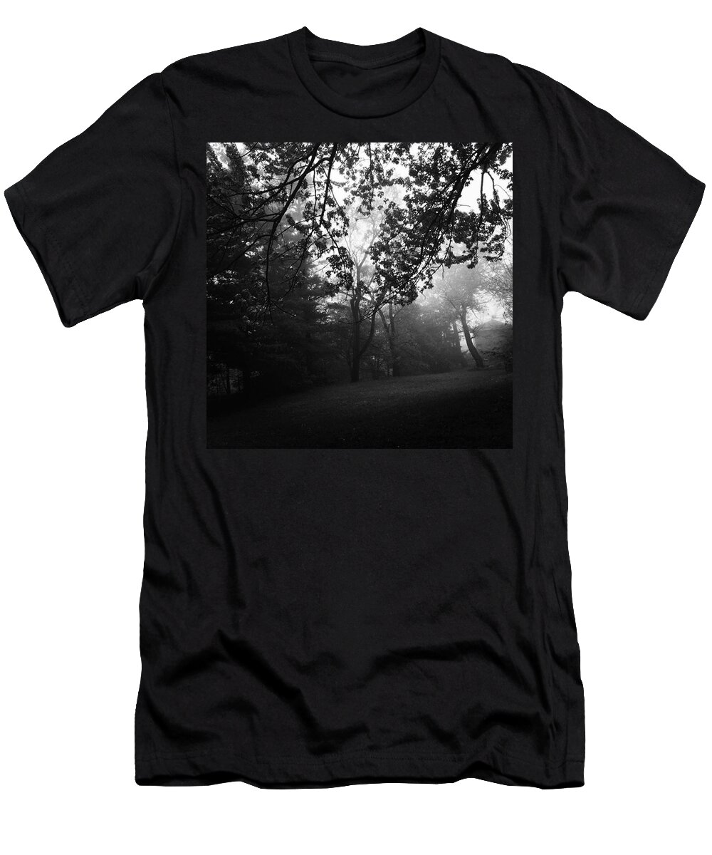 Monochrome T-Shirt featuring the photograph Fog In The Trees by Frank J Casella