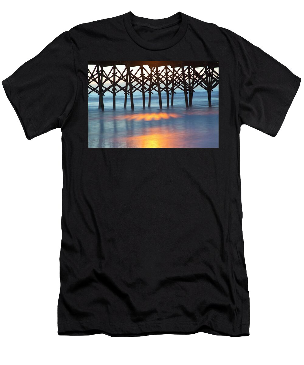 Folly Beach Pier T-Shirt featuring the photograph Folly Beach Abstract by Nancy Dunivin