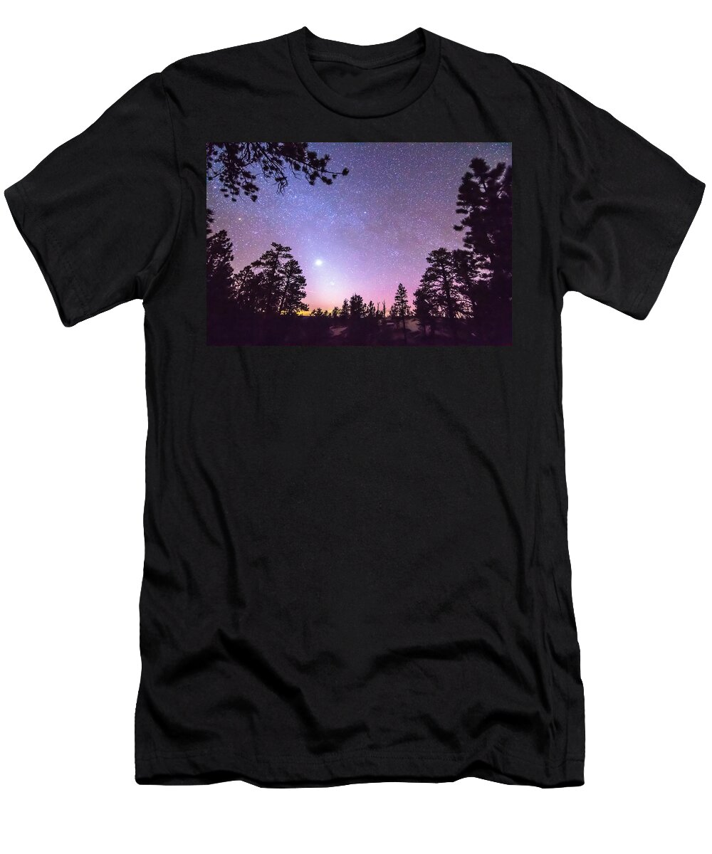 Sky T-Shirt featuring the photograph Forest Night Star Delight by James BO Insogna
