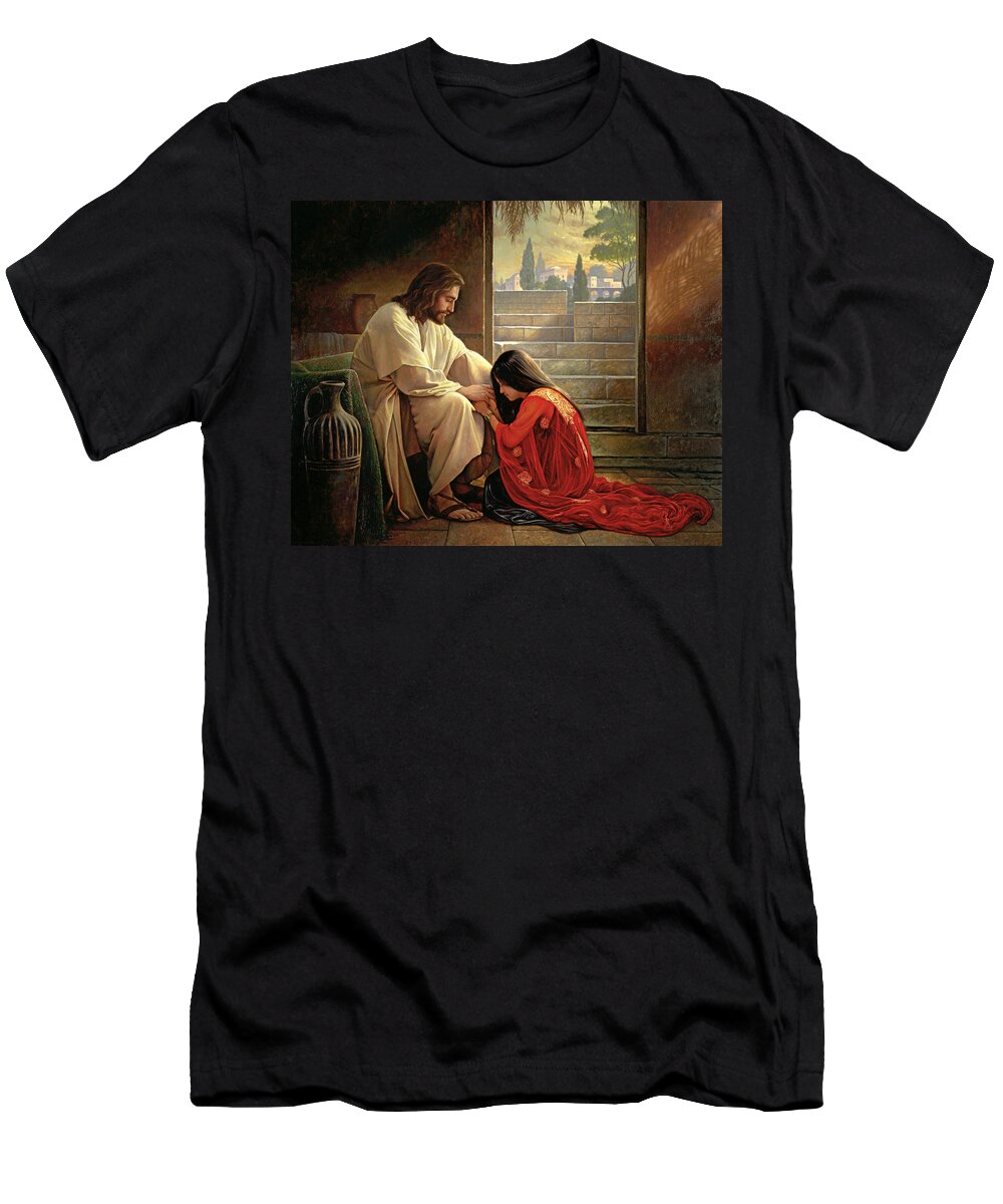 Jesus T-Shirt featuring the painting Forgiven by Greg Olsen