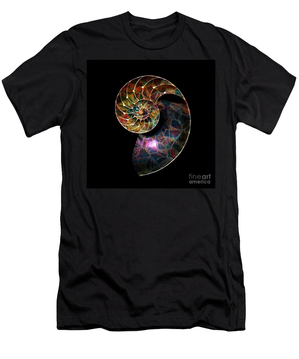 Abstract T-Shirt featuring the digital art Fossilized Nautilus Shell by Klara Acel