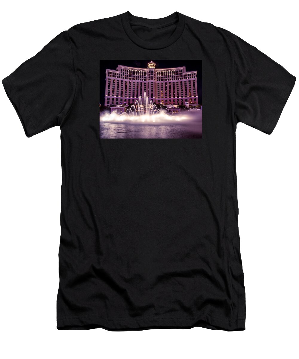 Las Vegas T-Shirt featuring the photograph Fountains of Bellagio by Lev Kaytsner