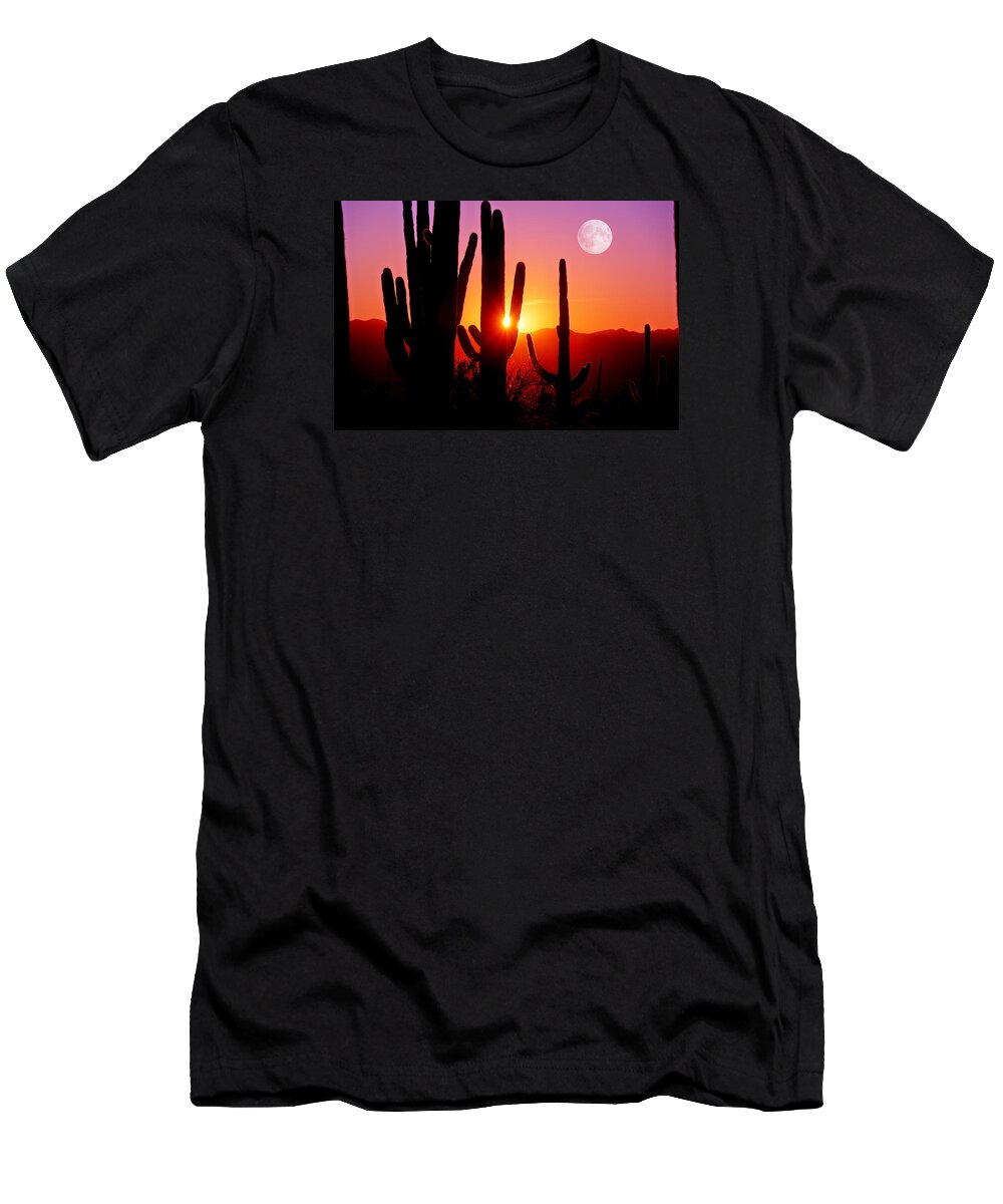 Arizona T-Shirt featuring the photograph Fourth Sunset at Saguaro by John Hoffman