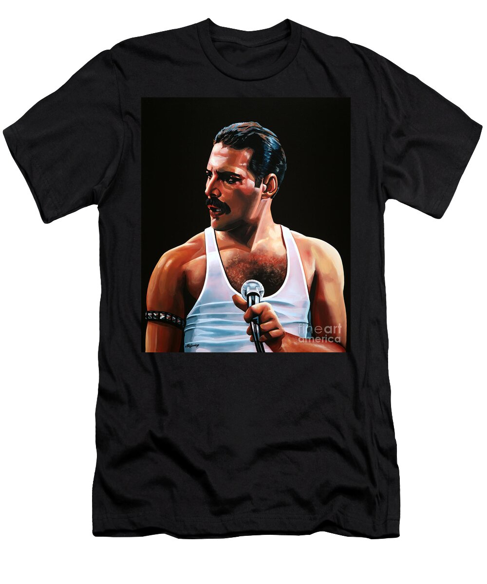 Freddie Mercury T-Shirt featuring the painting Freddie Mercury by Paul Meijering