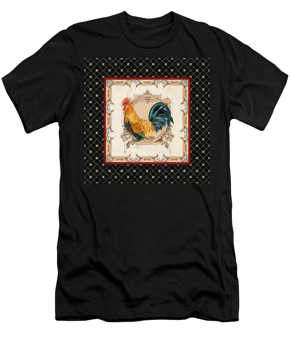 Etched T-Shirt featuring the painting French Country Roosters Quartet 4 by Audrey Jeanne Roberts