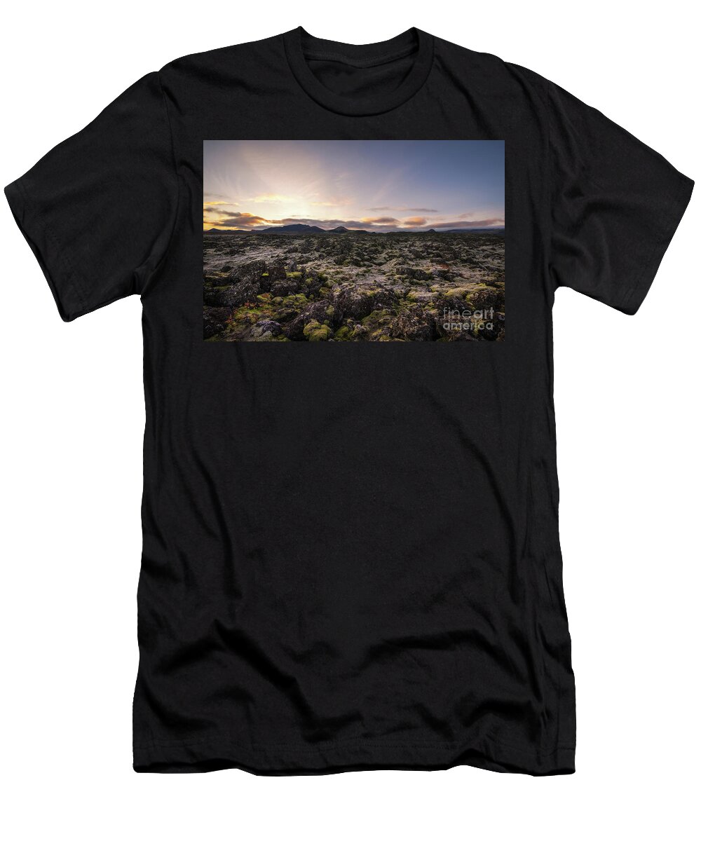 Icelands Mossy Volcanic Rock T-Shirt featuring the photograph Frost covers the Lava Field by Michael Ver Sprill