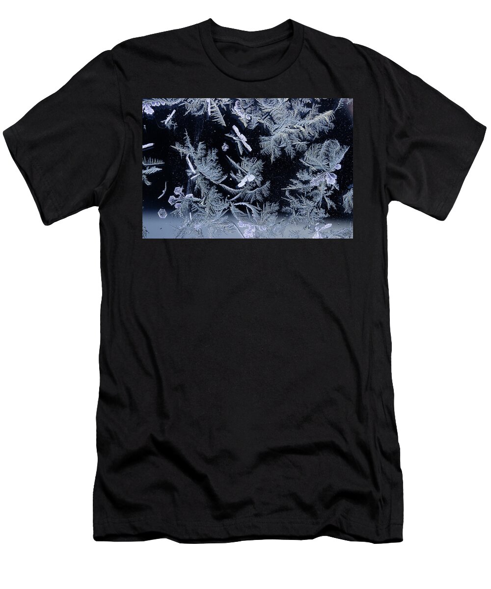Frost Macro T-Shirt featuring the photograph Frost Series 4 by Mike Eingle