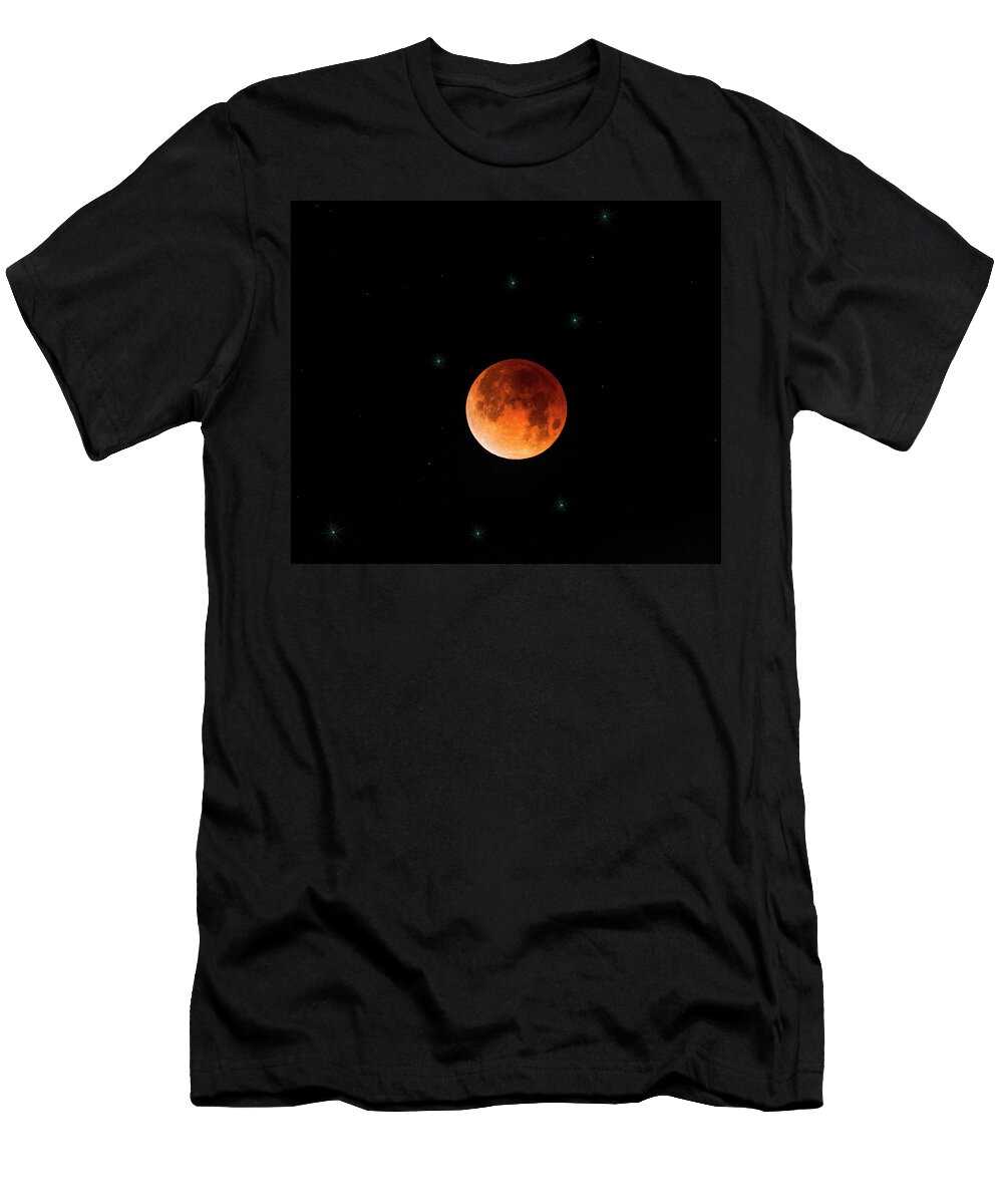 Blood Moon T-Shirt featuring the photograph Blood Moon Eclipse 2018 by Saija Lehtonen