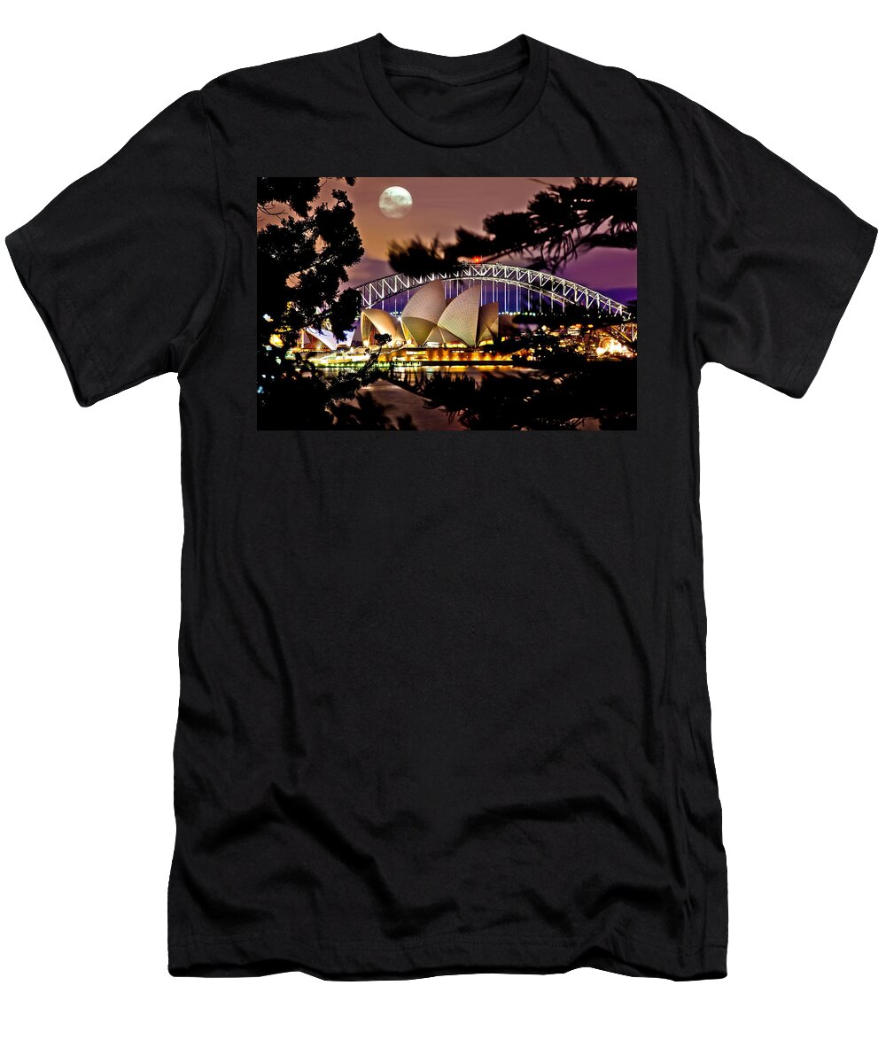 Sydney T-Shirt featuring the photograph Full Moon Above by Az Jackson