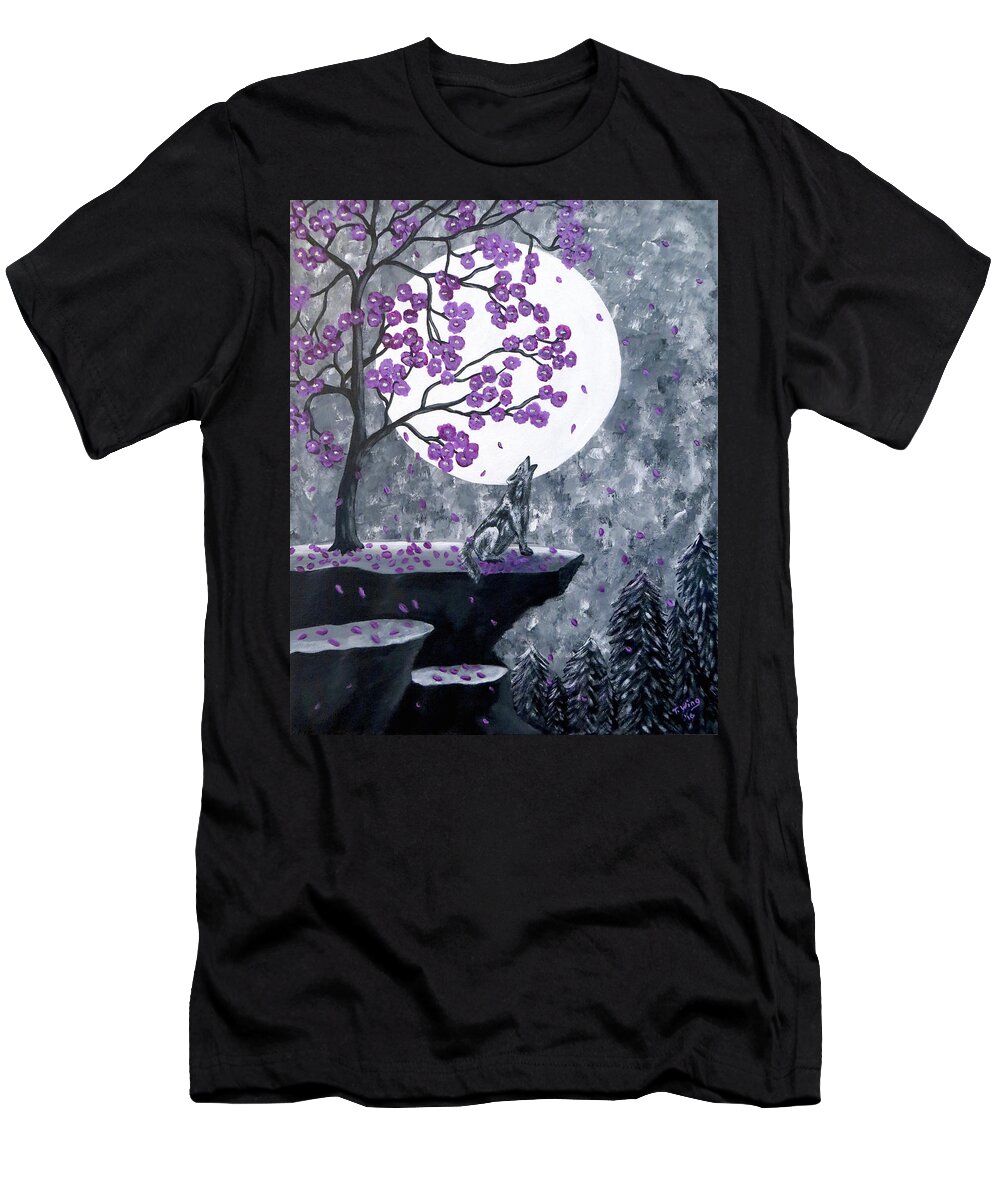 Animals T-Shirt featuring the painting Full Moon Magic by Teresa Wing